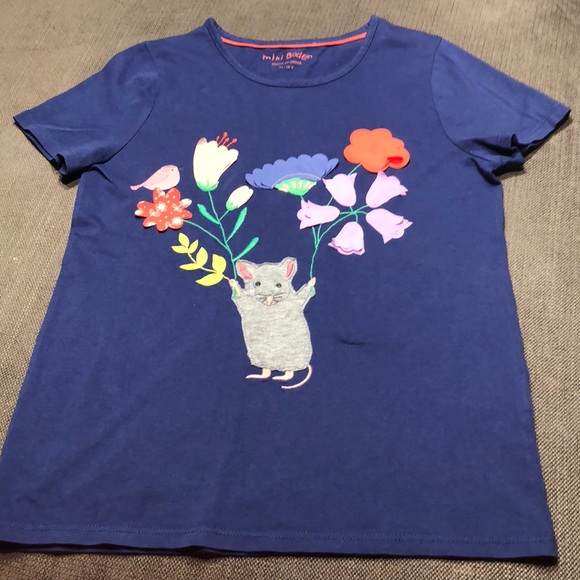 T-shirt Fille Mini Boden Manches Courtes Avec Appliqué Tortue - Taille 12-18 Mois - Occasion Très Bon état